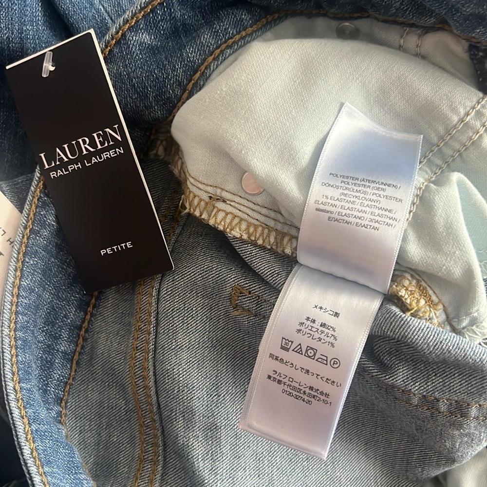Ralph Lauren Blue Straight Leg Jeans Mid-Rise Size 14P x 29 - Picture 10 of 11